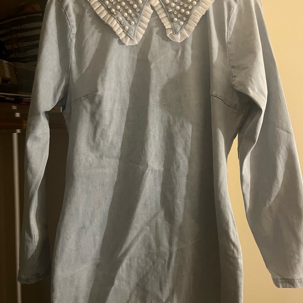Akira Size XL Jean material dress with embellished collar.